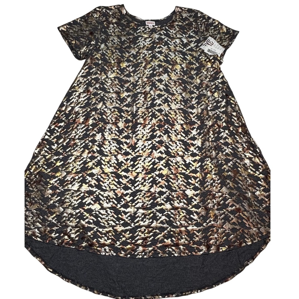 LuLaRoe Womens Dress Size 3XL Carly Elegant Gold Copper Metallic Foil‎ NWT